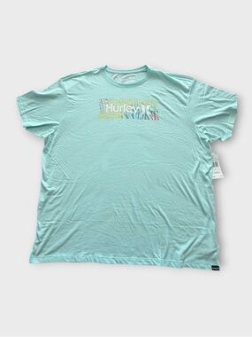 Hurley Men's Aqua Graphic Crewneck Tee